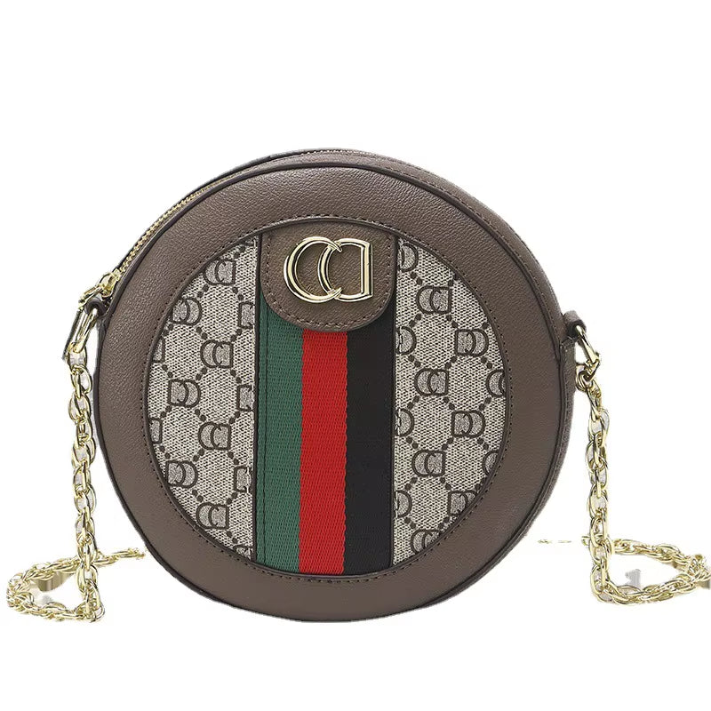 Light Luxury Women'S Bag New Retro Small round Bag Versatile Chain round Cake Crossbody Bag